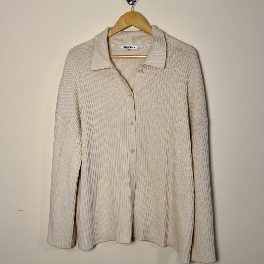 Reformation NWT Women's XL‎ Fantino Cashmere Oversized Sweater In Color Gossamer